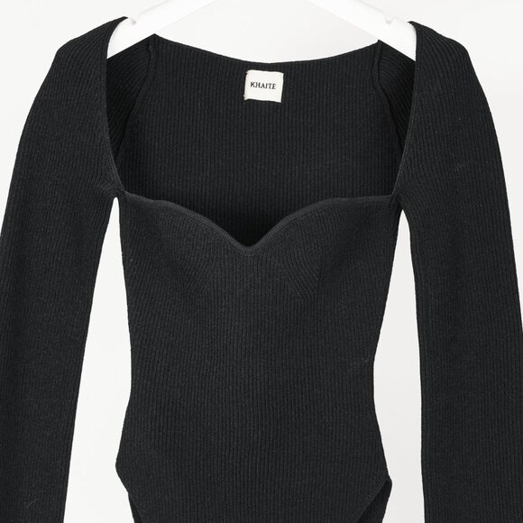 KHAITE Maddy Black Ribbed Bustier Sweater - Picture 4 of 9